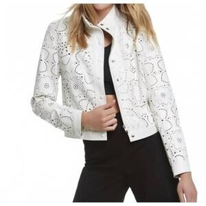 NEW ELLIOTT LAUREN vegan leather jacket in white